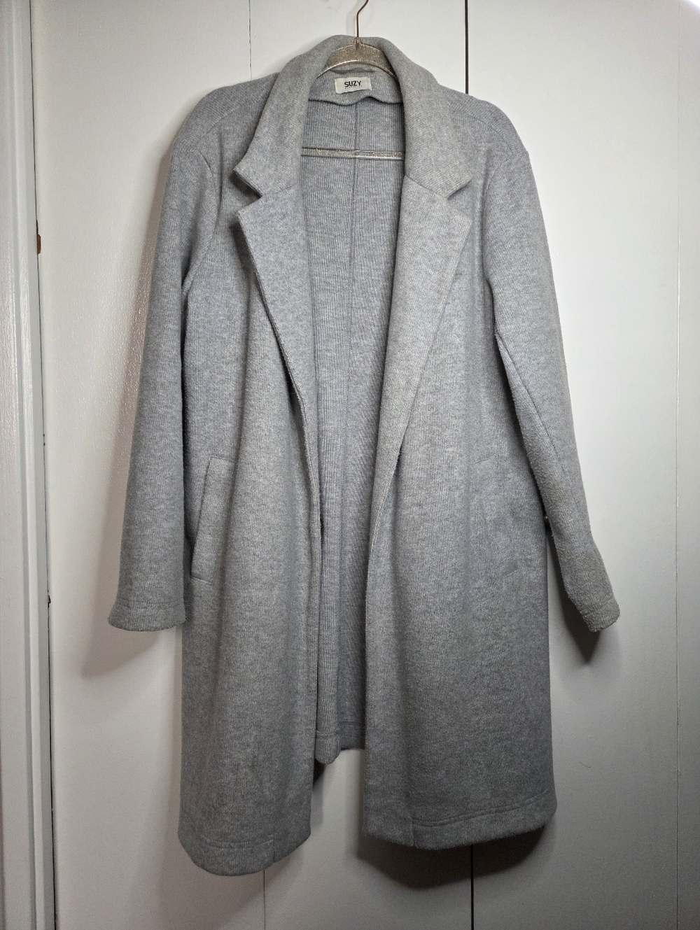Suzy Shier Women's XL Gray Brushed Feel Open Front Winter Car Coat